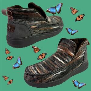 Hey Dude Women's 8 Denny Tie Dye Brown High Top Moccasin Lightweight Bootie